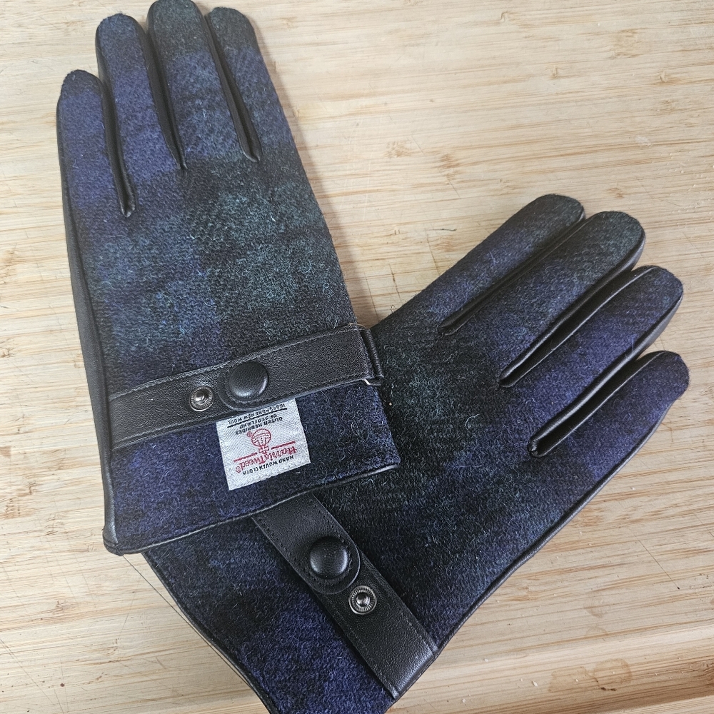 NIB Harris Tweed Wool Lambskin Gloves XL Tartan Plaid Scotland Genuine Leather - Picture 3 of 11